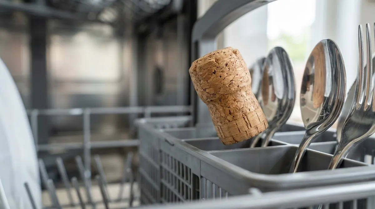 Turn a wine cork into a dishwasher fix